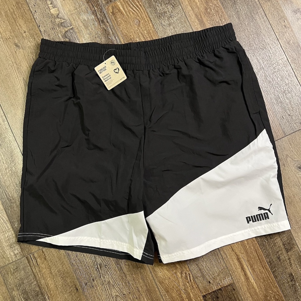 Puma Men's Power Colorblocked Shorts - Color: Black White, Size XXL, NWT 2XL